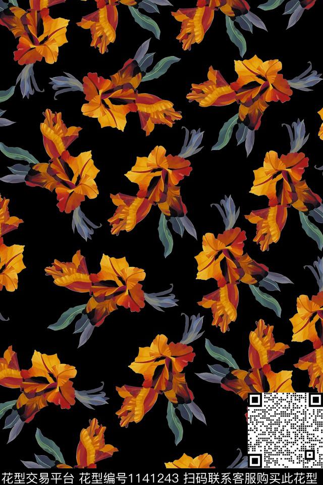 复古大牌风定位花数码印花华亿平台下载（图片编号: 1141243） - 瓦栏（Walan）