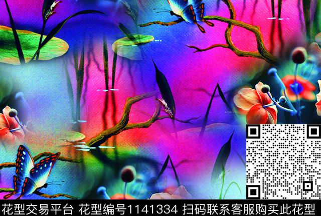 抽象复古大牌风数码印花华亿平台下载（图片编号: 1141334） - 瓦栏（Walan）