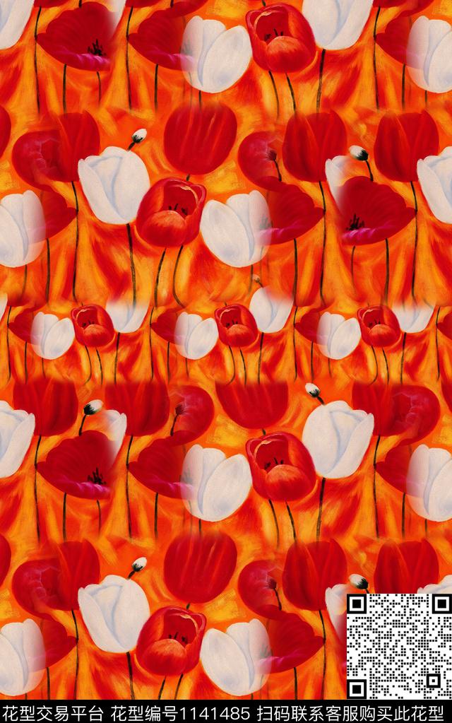 抽象花卉中老年数码印花华亿平台下载（图片编号: 1141485） - 瓦栏（Walan）
