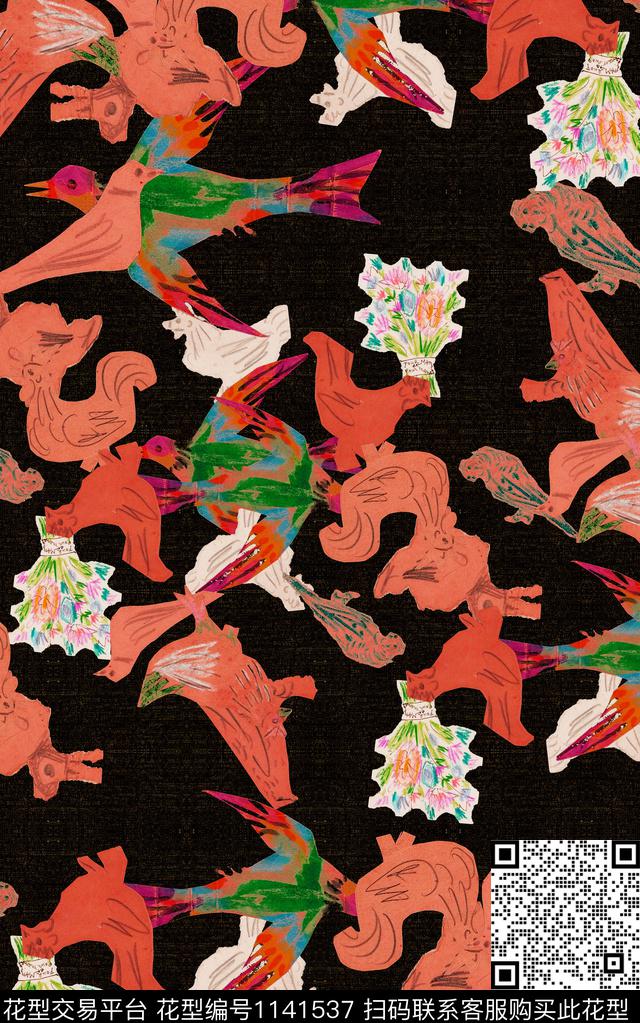 几何花卉抽象几何数码印花华亿平台下载（图片编号: 1141537） - 瓦栏（Walan）