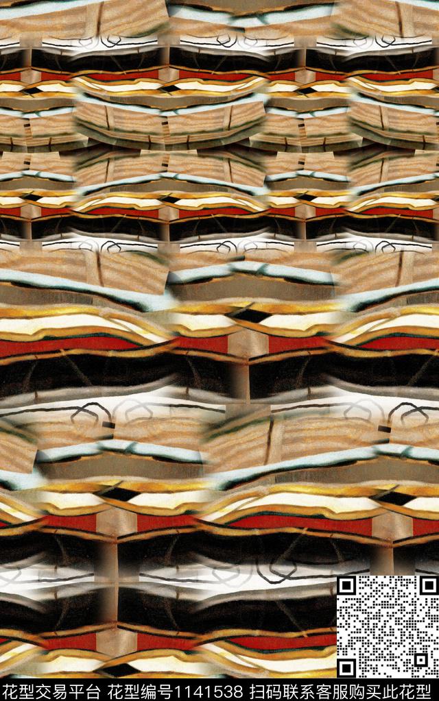 线条抽象几何数码印花华亿平台下载（图片编号: 1141538） - 瓦栏（Walan）