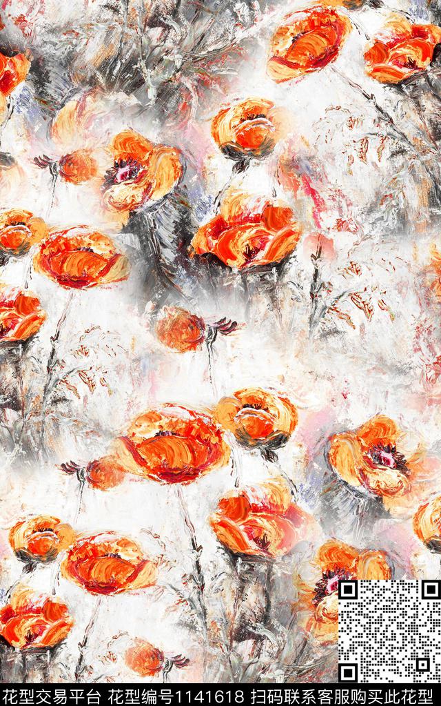 棉麻花卉中老年数码印花华亿平台下载（图片编号: 1141618） - 瓦栏（Walan）