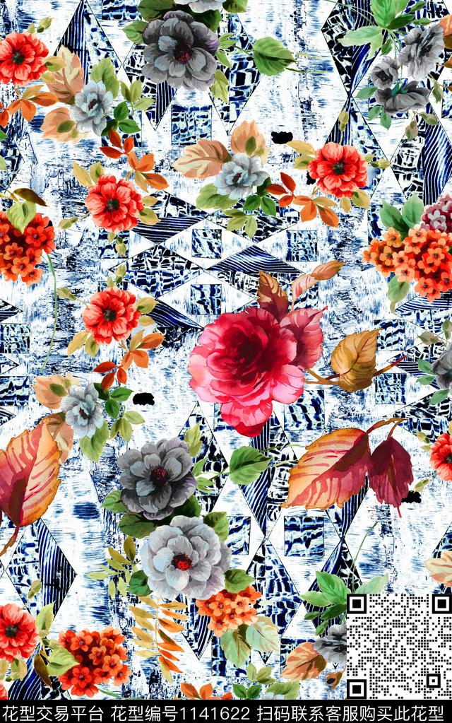 棉麻花卉中老年数码印花华亿平台下载（图片编号: 1141622） - 瓦栏（Walan）