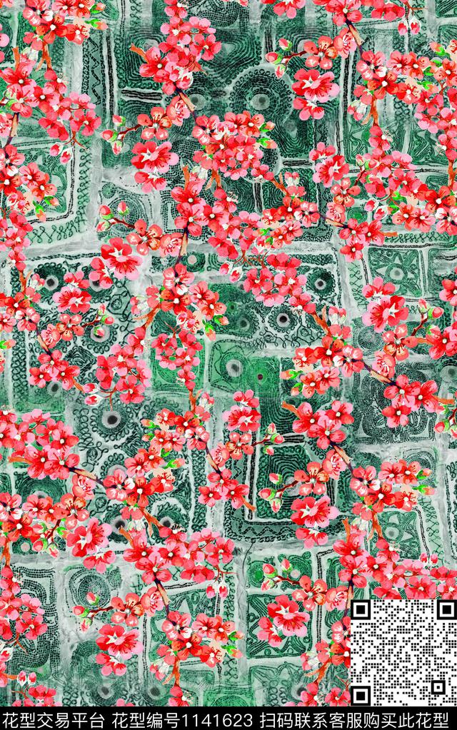 棉麻花卉中老年数码印花华亿平台下载（图片编号: 1141623） - 瓦栏（Walan）