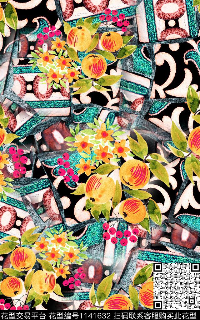 肌理花卉民族风数码印花华亿平台下载（图片编号: 1141632） - 瓦栏（Walan）