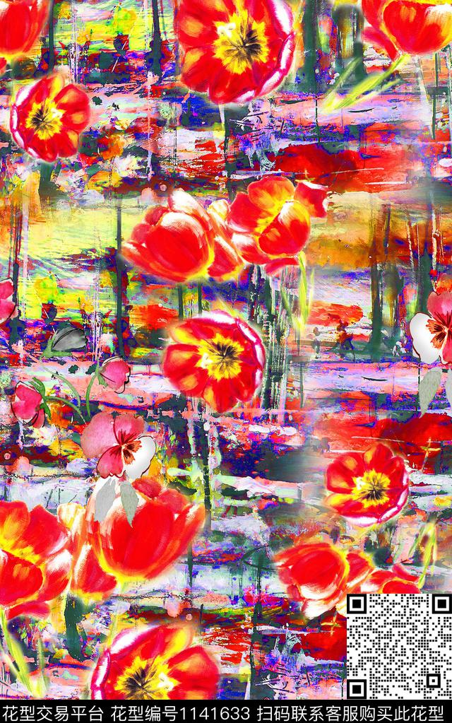 棉麻花卉中老年数码印花华亿平台下载（图片编号: 1141633） - 瓦栏（Walan）