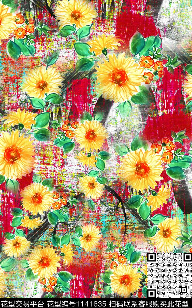 棉麻花卉中老年数码印花华亿平台下载（图片编号: 1141635） - 瓦栏（Walan）
