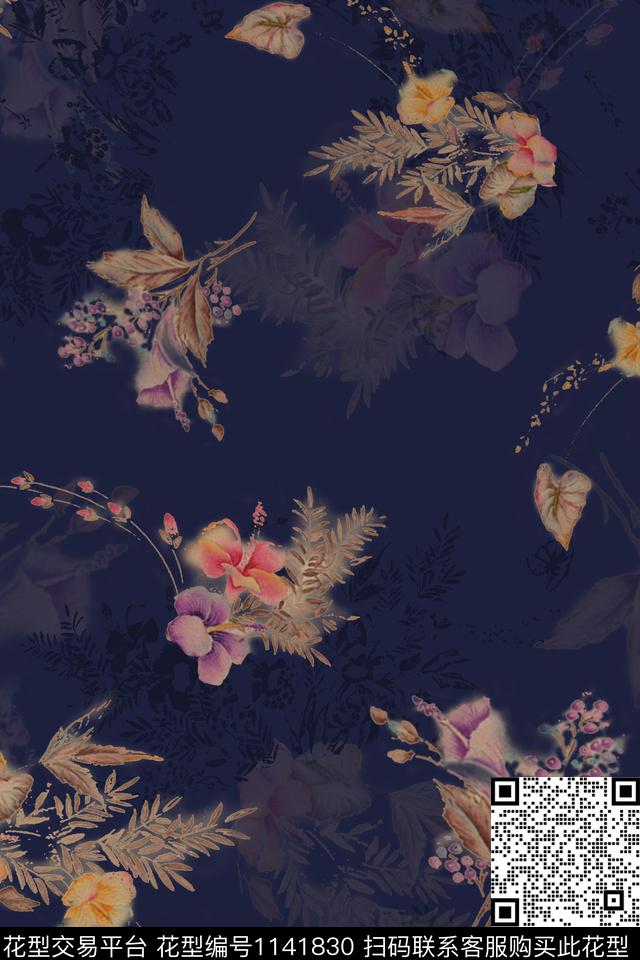 大花秋冬华亿平台大牌风数码印花华亿平台下载（图片编号: 1141830） - 瓦栏（Walan）