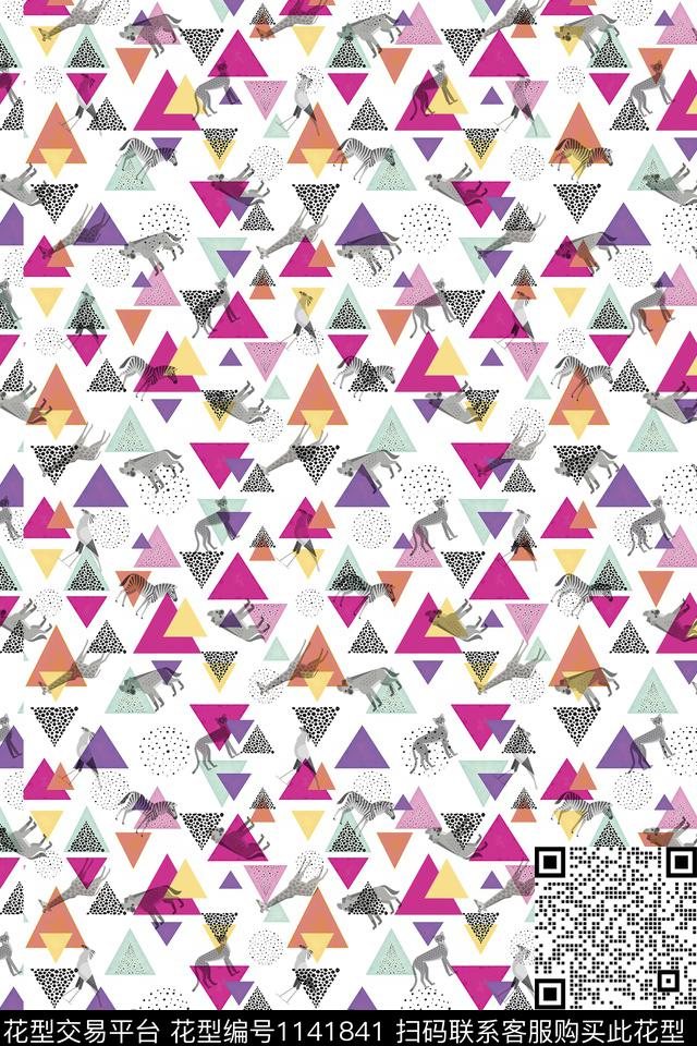 动物几何花卉时尚数码印花华亿平台下载（图片编号: 1141841） - 瓦栏（Walan）