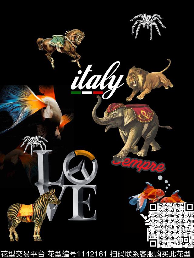 动物大象插画数码印花华亿平台下载（图片编号: 1142161） - 瓦栏（Walan）