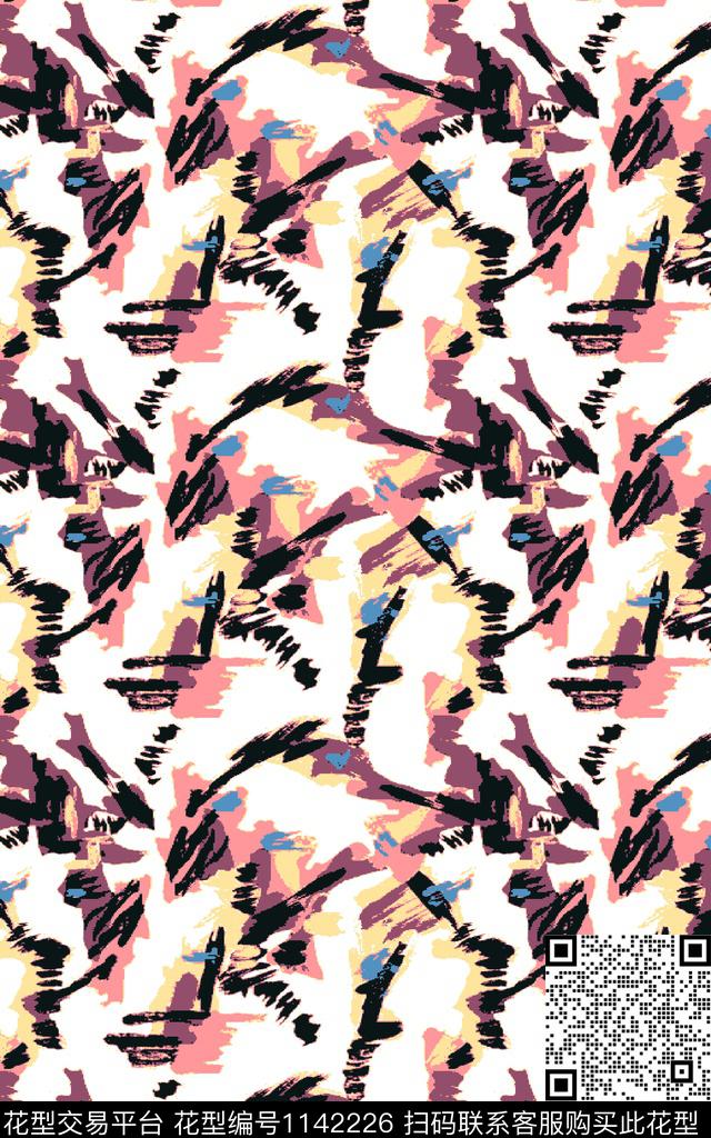 笔触肌理手绘传统印花华亿平台下载（图片编号: 1142226） - 瓦栏（Walan）