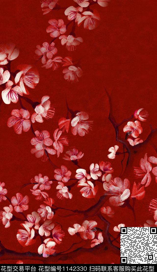 定位花中老年中国风数码印花华亿平台下载（图片编号: 1142330） - 瓦栏（Walan）