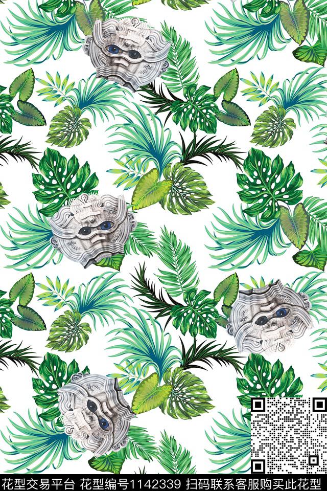 大牌风热带华亿平台绿植树叶数码印花华亿平台下载（图片编号: 1142339） - 瓦栏（Walan）