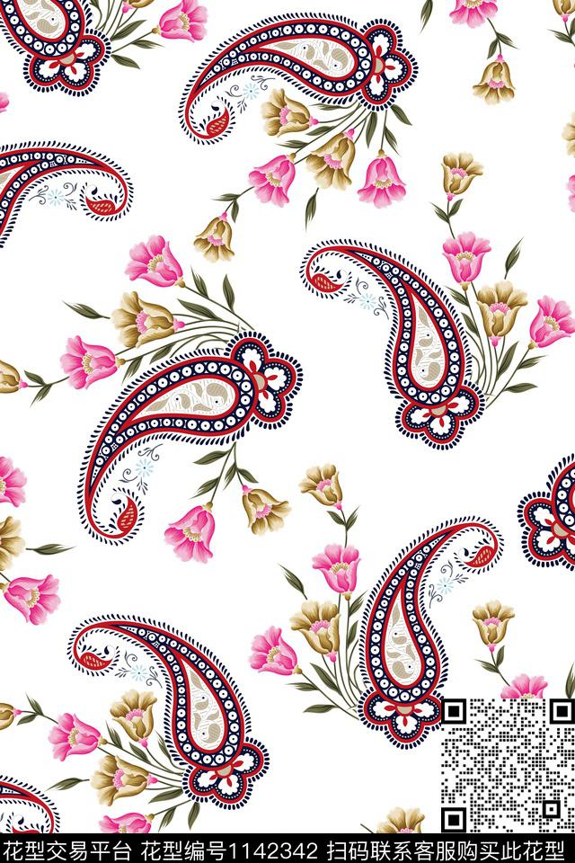 复古大牌风佩斯利数码印花华亿平台下载（图片编号: 1142342） - 瓦栏（Walan）