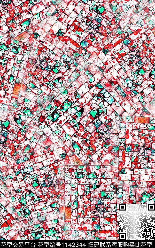 肌理抽象笔触数码印花华亿平台下载（图片编号: 1142344） - 瓦栏（Walan）