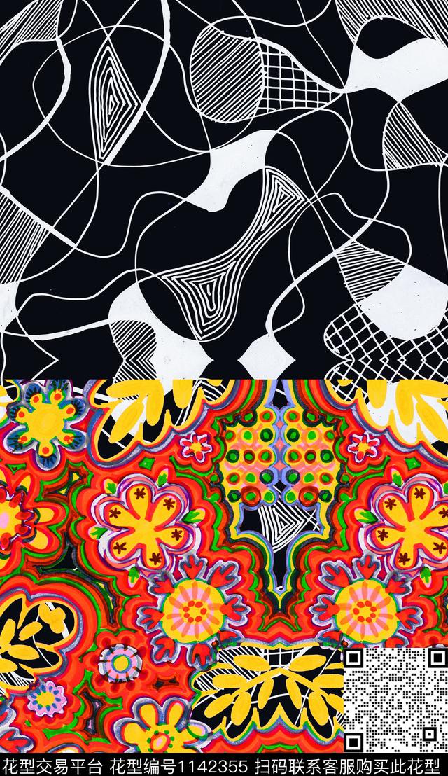 定位花中老年民族风数码印花华亿平台下载（图片编号: 1142355） - 瓦栏（Walan）