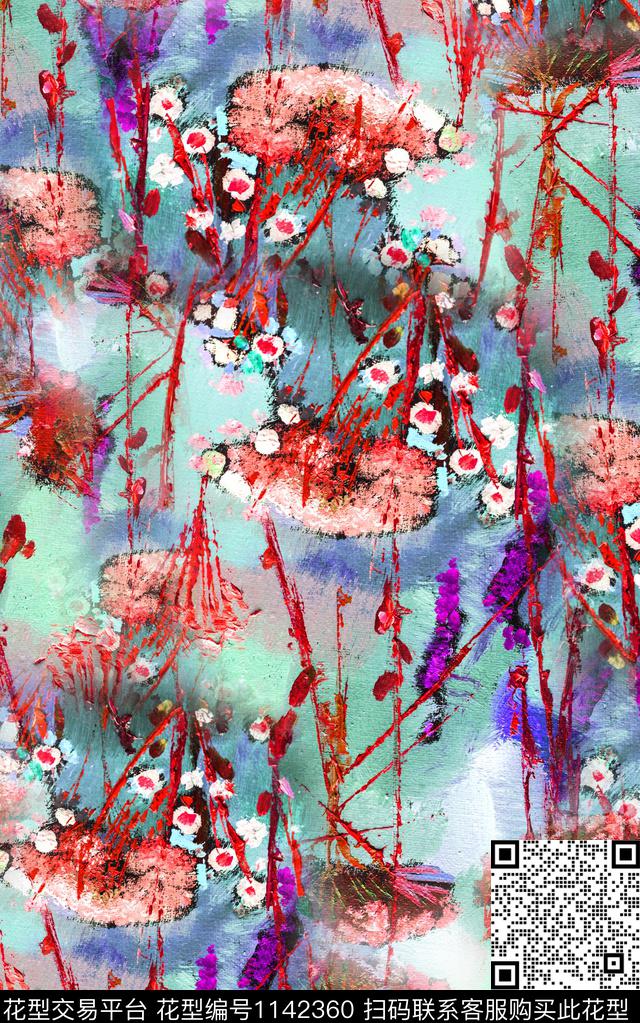 肌理抽象笔触数码印花华亿平台下载（图片编号: 1142360） - 瓦栏（Walan）