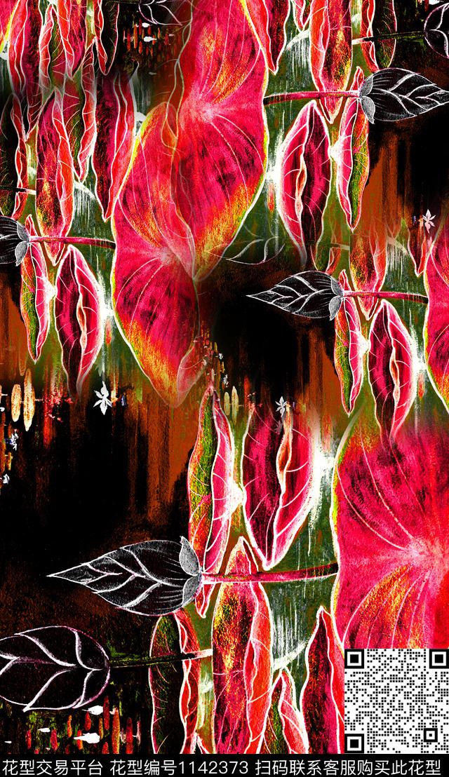 肌理花卉中国风数码印花华亿平台下载（图片编号: 1142373） - 瓦栏（Walan）