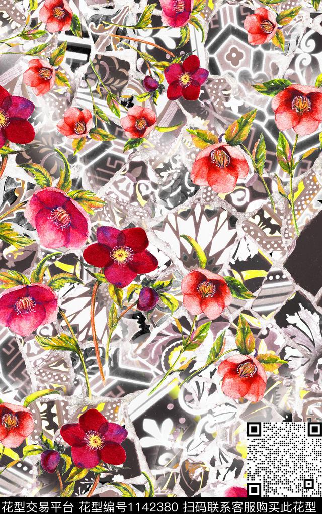 小碎花花卉民族风数码印花华亿平台下载（图片编号: 1142380） - 瓦栏（Walan）