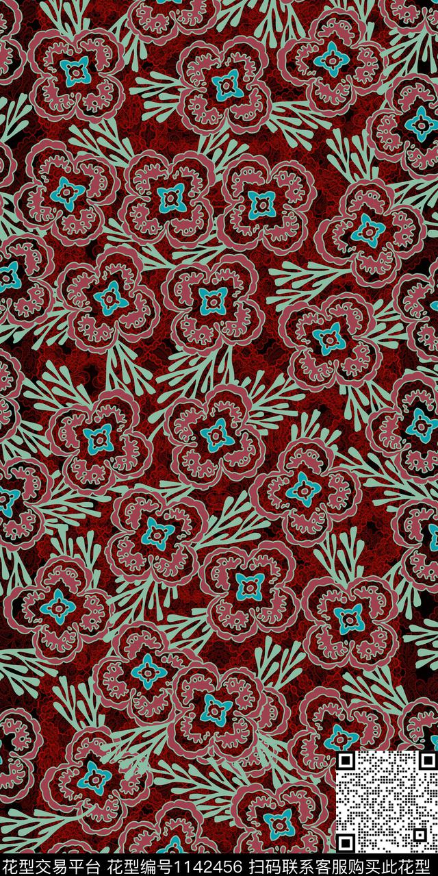 肌理中老年民族风数码印花华亿平台下载（图片编号: 1142456） - 瓦栏（Walan）