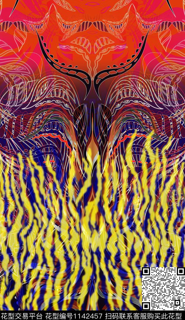 定位花中老年民族风数码印花华亿平台下载（图片编号: 1142457） - 瓦栏（Walan）