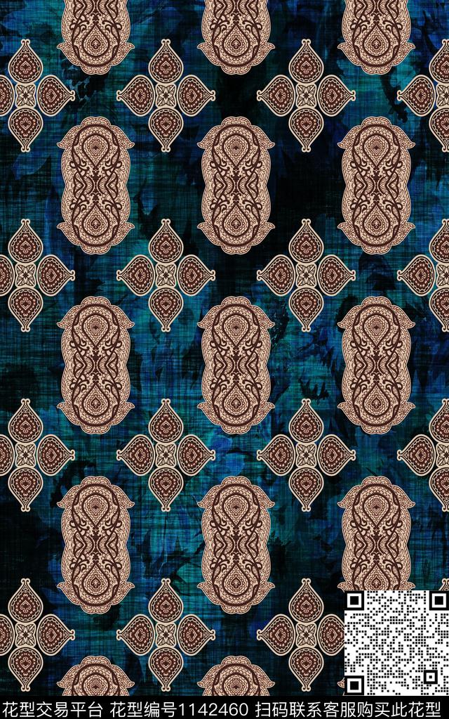 肌理中老年民族风数码印花华亿平台下载（图片编号: 1142460） - 瓦栏（Walan）