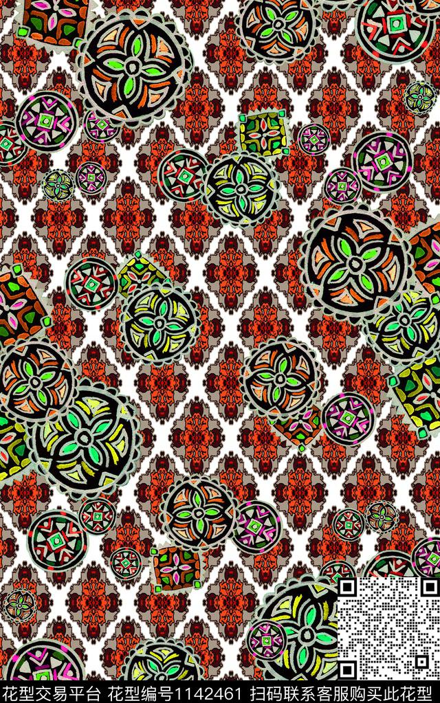 肌理中老年民族风数码印花华亿平台下载（图片编号: 1142461） - 瓦栏（Walan）