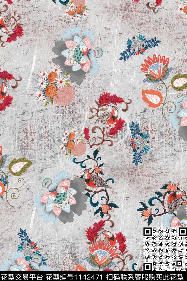 肌理花卉中老年数码印花华亿平台下载（图片编号: 1142471） - 瓦栏（Walan）