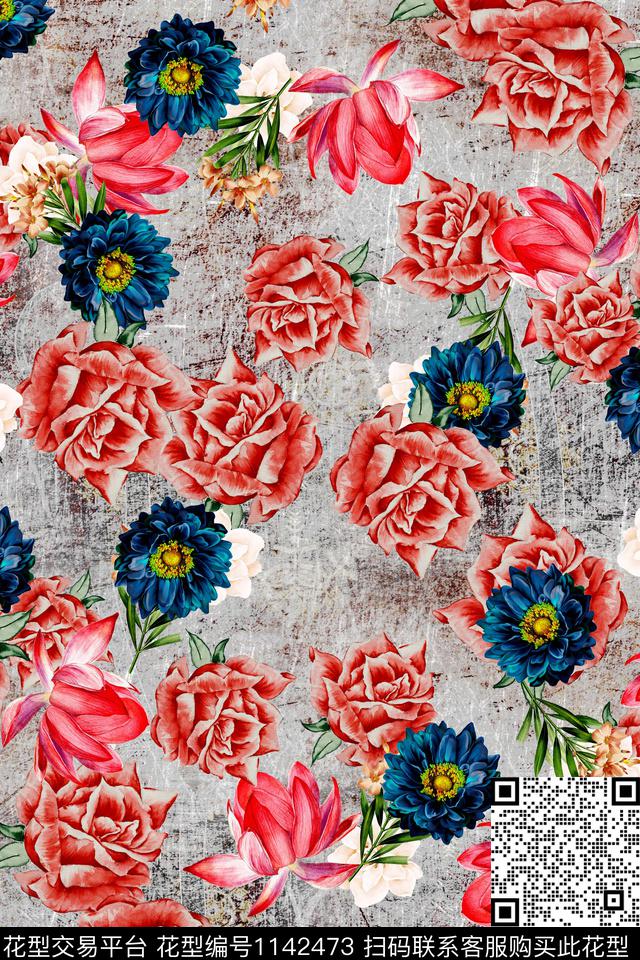 肌理花卉中老年数码印花华亿平台下载（图片编号: 1142473） - 瓦栏（Walan）