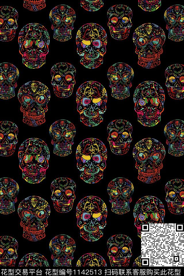 抽象男装趣味骷髅数码印花华亿平台下载（图片编号: 1142513） - 瓦栏（Walan）
