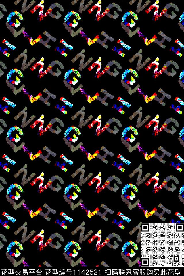 时尚几何字母男装女装数码印花华亿平台下载（图片编号: 1142521） - 瓦栏（Walan）