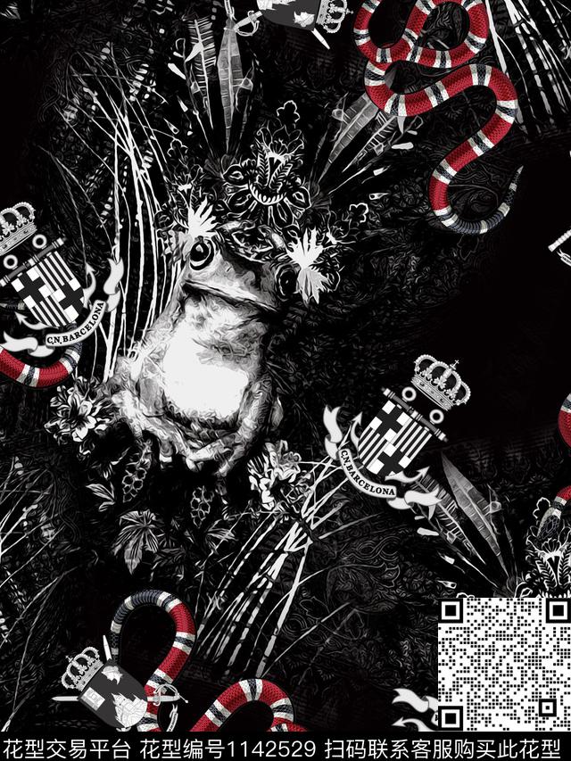 抽象鸟/昆虫字母数码印花华亿平台下载（图片编号: 1142529） - 瓦栏（Walan）