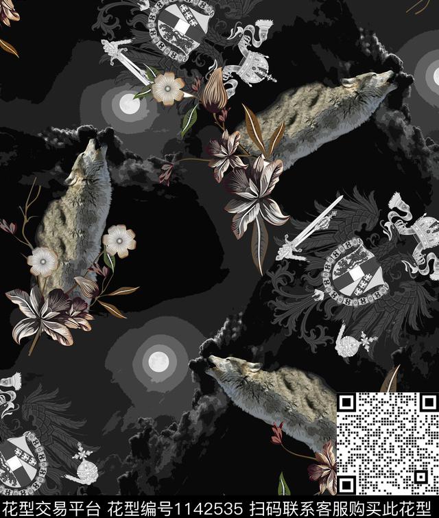 抽象动物复古数码印花华亿平台下载（图片编号: 1142535） - 瓦栏（Walan）