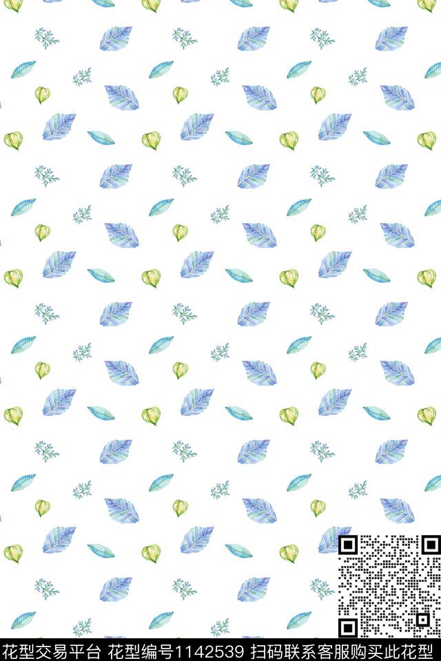 绿植树叶休闲文艺数码印花华亿平台下载（图片编号: 1142539） - 瓦栏（Walan）