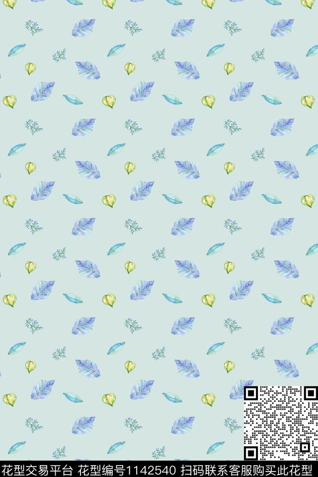 绿植树叶休闲文艺数码印花华亿平台下载（图片编号: 1142540） - 瓦栏（Walan）