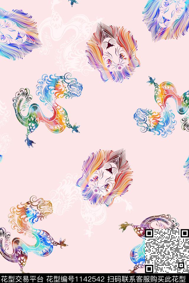 小清新龙传统动物传统印花华亿平台下载（图片编号: 1142542） - 瓦栏（Walan）