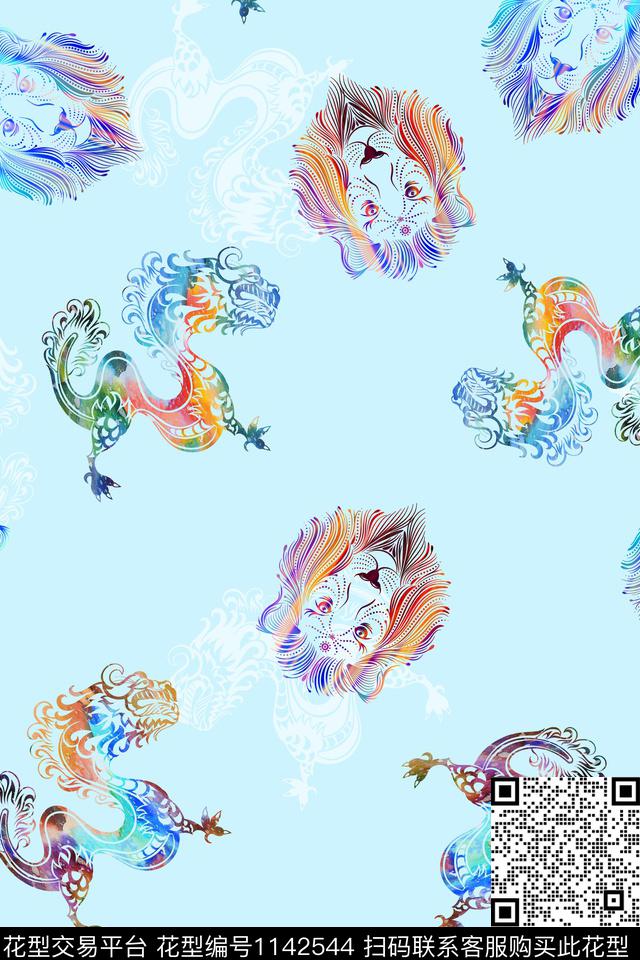 小清新龙传统动物传统印花华亿平台下载（图片编号: 1142544） - 瓦栏（Walan）