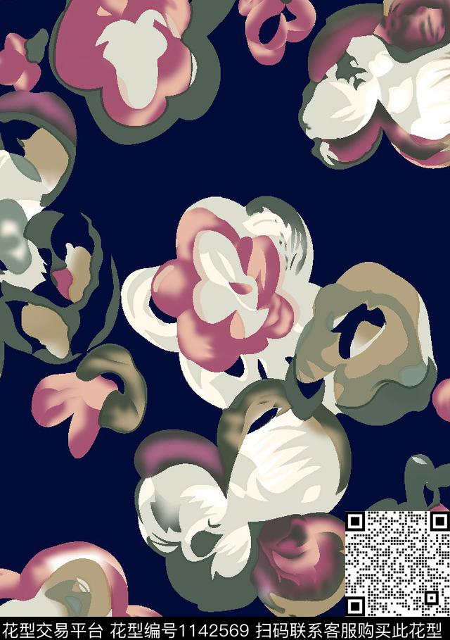 抽象复古大牌风数码印花华亿平台下载（图片编号: 1142569） - 瓦栏（Walan）