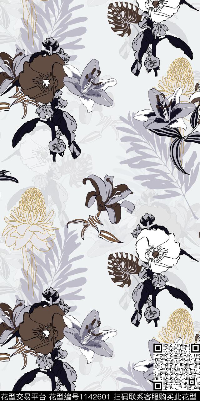 大牌风数码华亿平台花卉数码印花华亿平台下载（图片编号: 1142601） - 瓦栏（Walan）