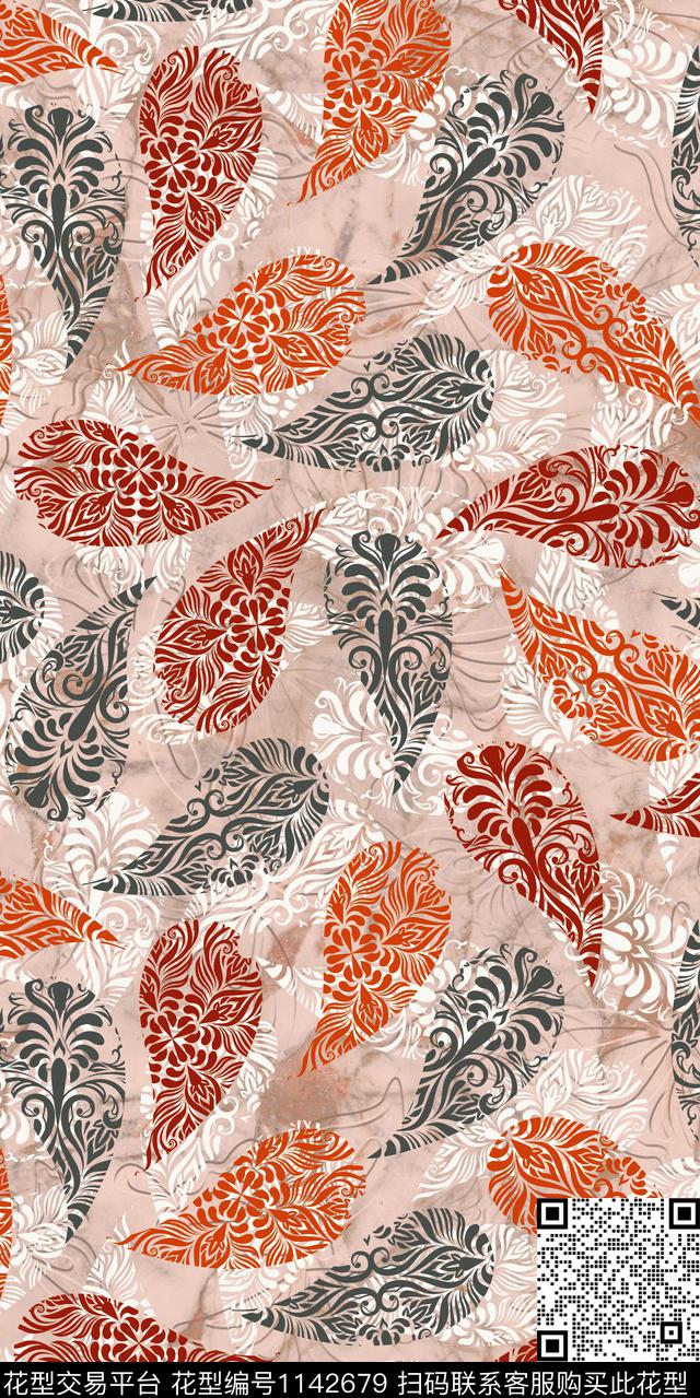 大牌风佩斯利数码华亿平台数码印花华亿平台下载（图片编号: 1142679） - 瓦栏（Walan）