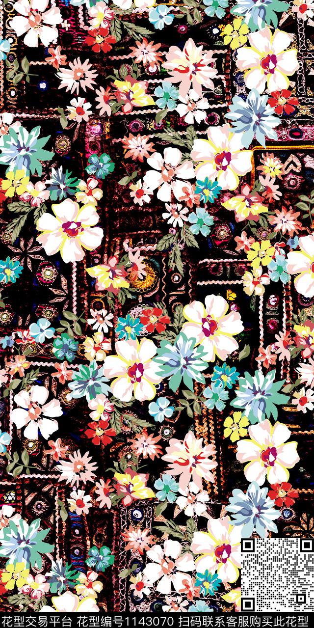 复古大牌风数码华亿平台数码印花华亿平台下载（图片编号: 1143070） - 瓦栏（Walan）