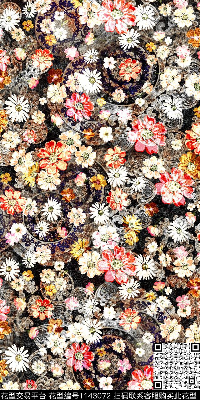 复古大牌风数码华亿平台数码印花华亿平台下载（图片编号: 1143072） - 瓦栏（Walan）