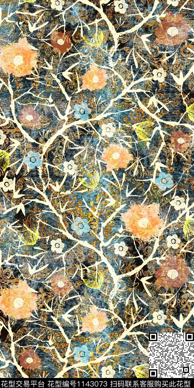 复古大牌风数码华亿平台数码印花华亿平台下载（图片编号: 1143073） - 瓦栏（Walan）