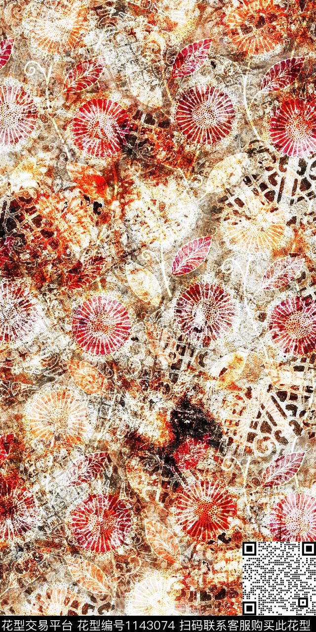 复古大牌风数码华亿平台数码印花华亿平台下载（图片编号: 1143074） - 瓦栏（Walan）