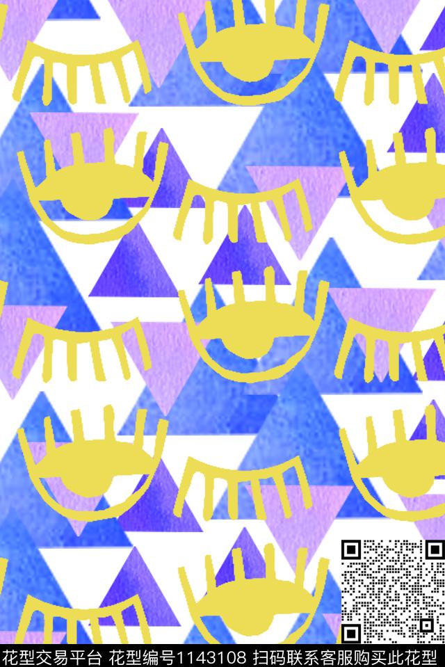 抽象水彩几何数码印花华亿平台下载（图片编号: 1143108） - 瓦栏（Walan）