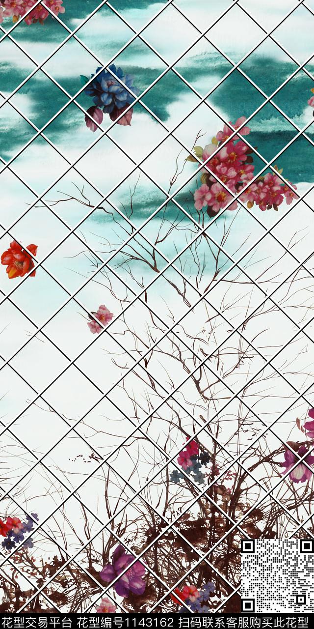 定位花丝巾定位花中国风定位花数码印花华亿平台下载（图片编号: 1143162） - 瓦栏（Walan）