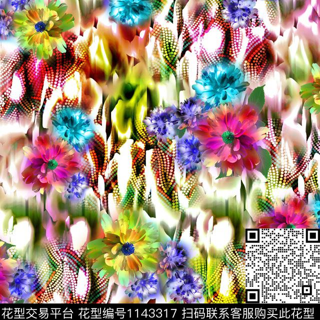 绿植树叶大牌风花卉数码印花华亿平台下载（图片编号: 1143317） - 瓦栏（Walan）