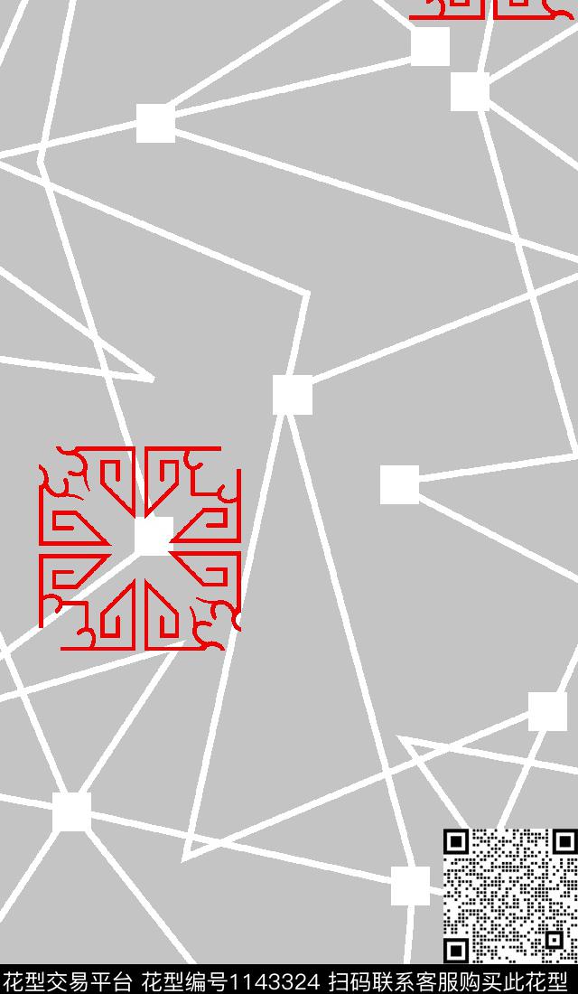 格子大牌风几何传统印花华亿平台下载（图片编号: 1143324） - 瓦栏（Walan）