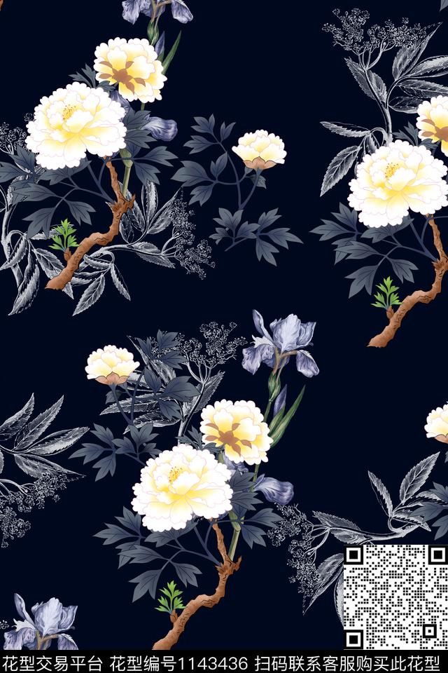 满版散花抽象植物数码印花华亿平台下载（图片编号: 1143436） - 瓦栏（Walan）