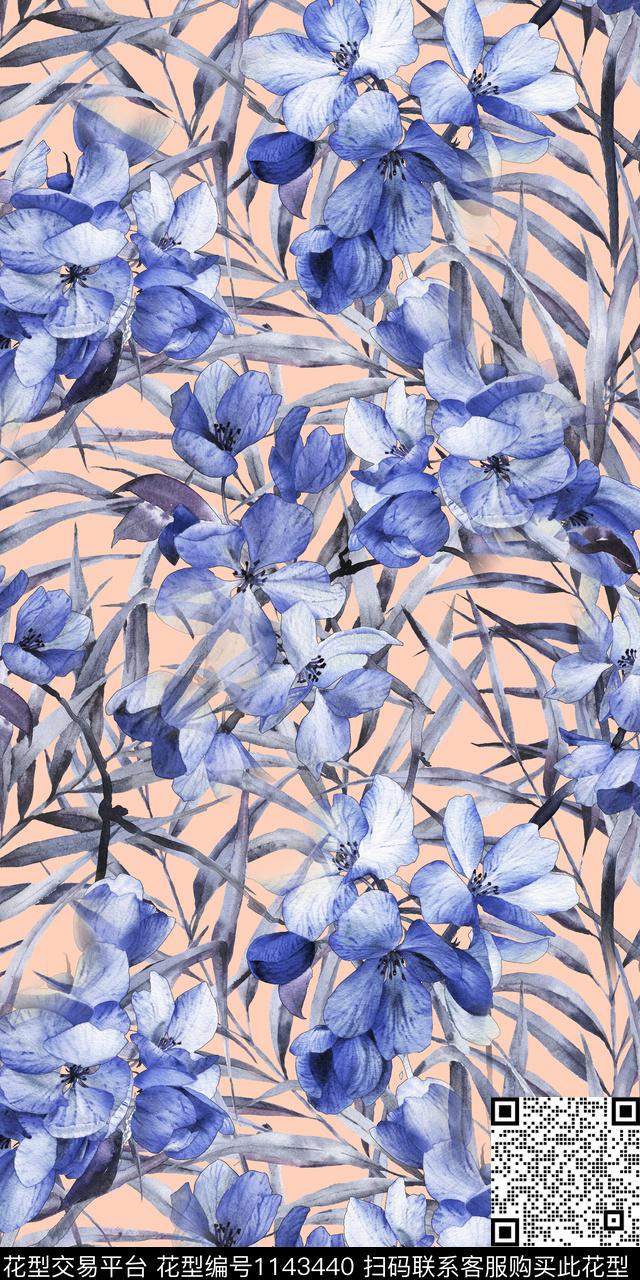 数码华亿平台花卉彩地花卉数码印花华亿平台下载（图片编号: 1143440） - 瓦栏（Walan）